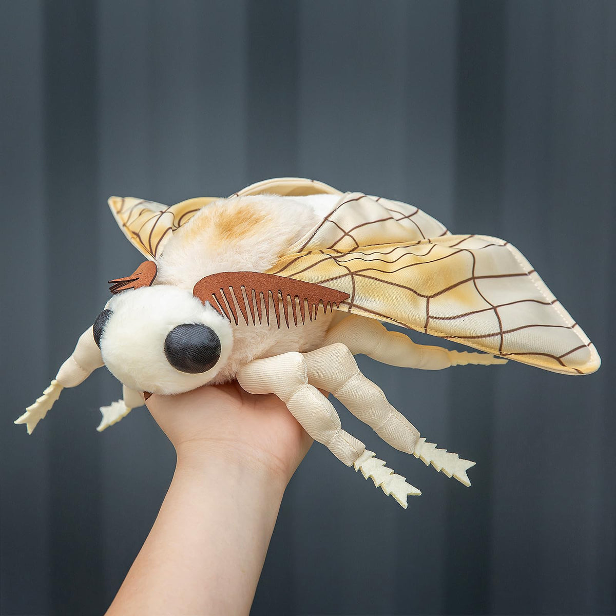 ZHONGXIN MADE Silk Moth Plush Toy - Lifelike Silk Moth Stuffed Animals 11in, Realistic Soft Big Wings Moth Toys, Simulation Butterfly Plushie Model Toy, Unique Plush Collection for Kids