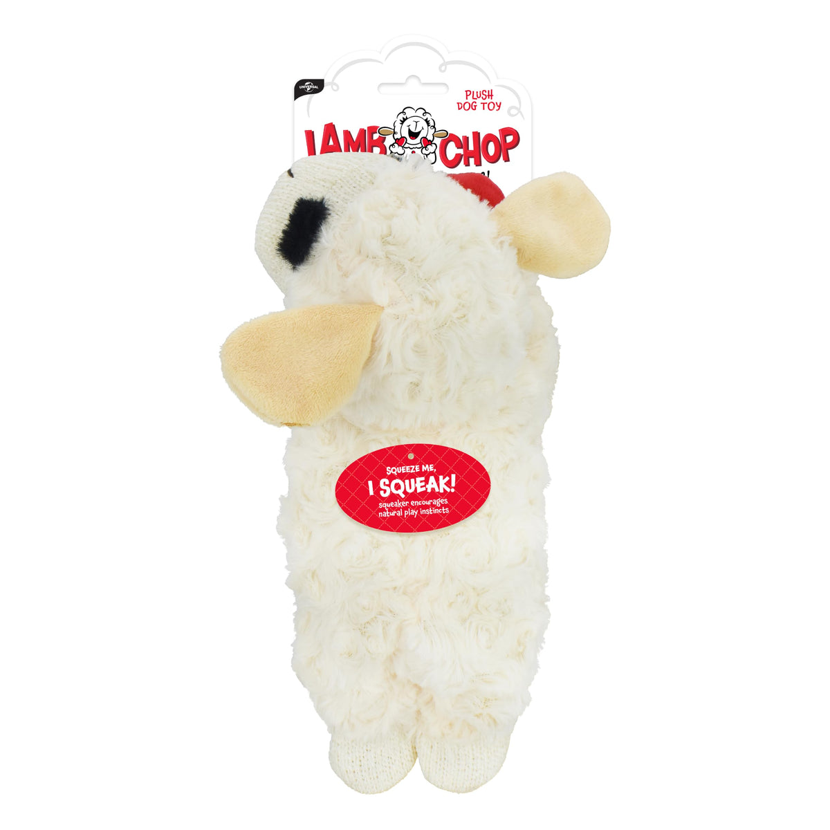 Multipet Lamb Chop Dog Plush Toy - Squeaky Toy for Small & Medium Dogs - Extra Soft Plush - Stuffed Animal for Cuddling & Playing (10", Cream, 5 Squeakers)