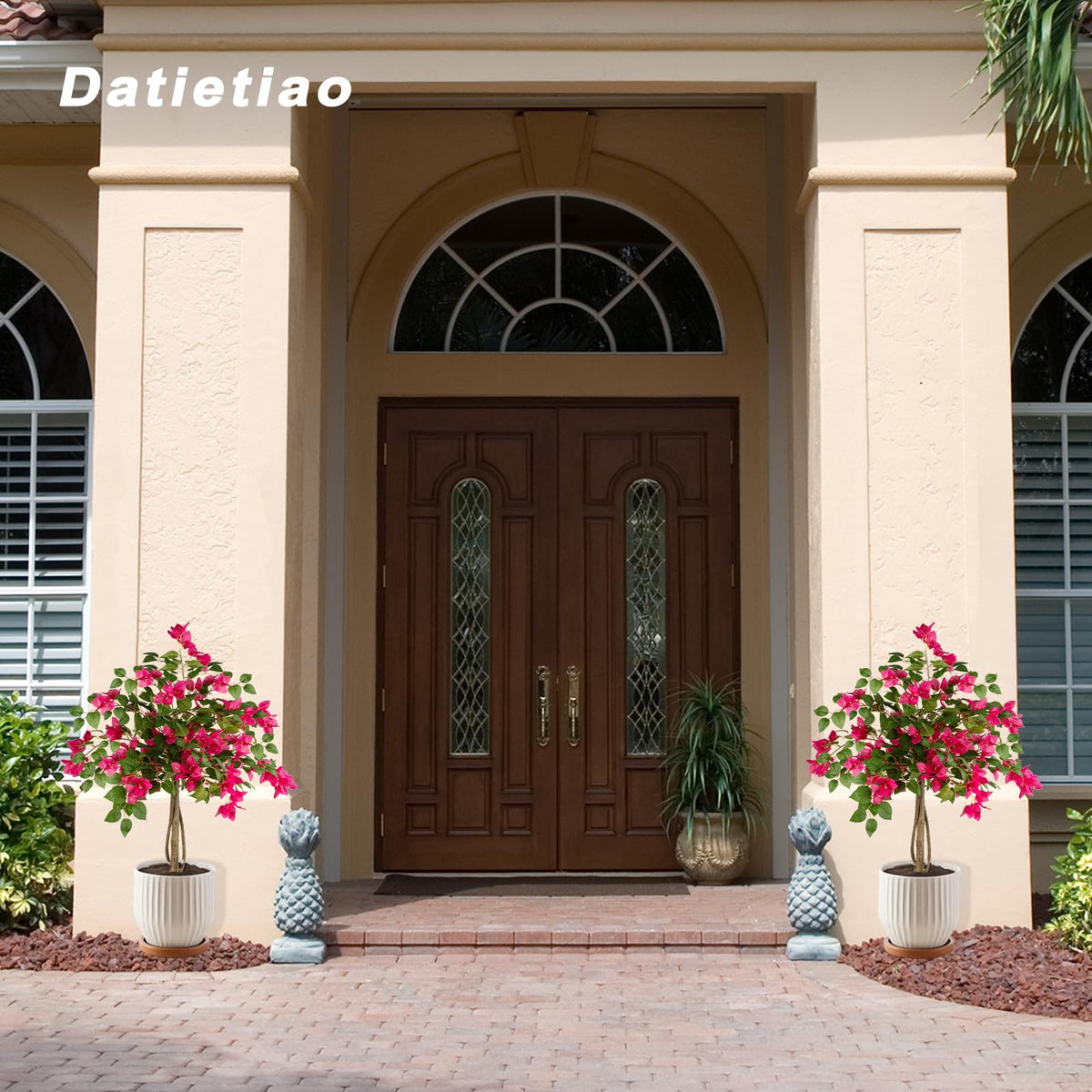 Datietiao 3FT Artificial Bougainvillea Tree with Lush Pink Flowers, Faux Potted Fake Plant, UV Resistant Artificial Tree for Indoor Outdoor Home Decor, Living Room, Office, Patio, Porch