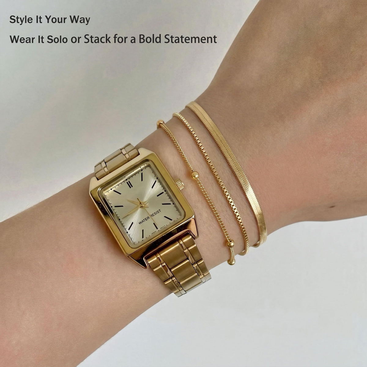 DEARMAY Gold Bracelets for Women Non Tarnish 14K Gold Plated Minimalist Bracelets Stack for Women Trendy Dainty Stackable Paperclip Rope Snake Box Figaro Chain Bracelets Set Pack Jewelry Sets Costume Fashion Gifts