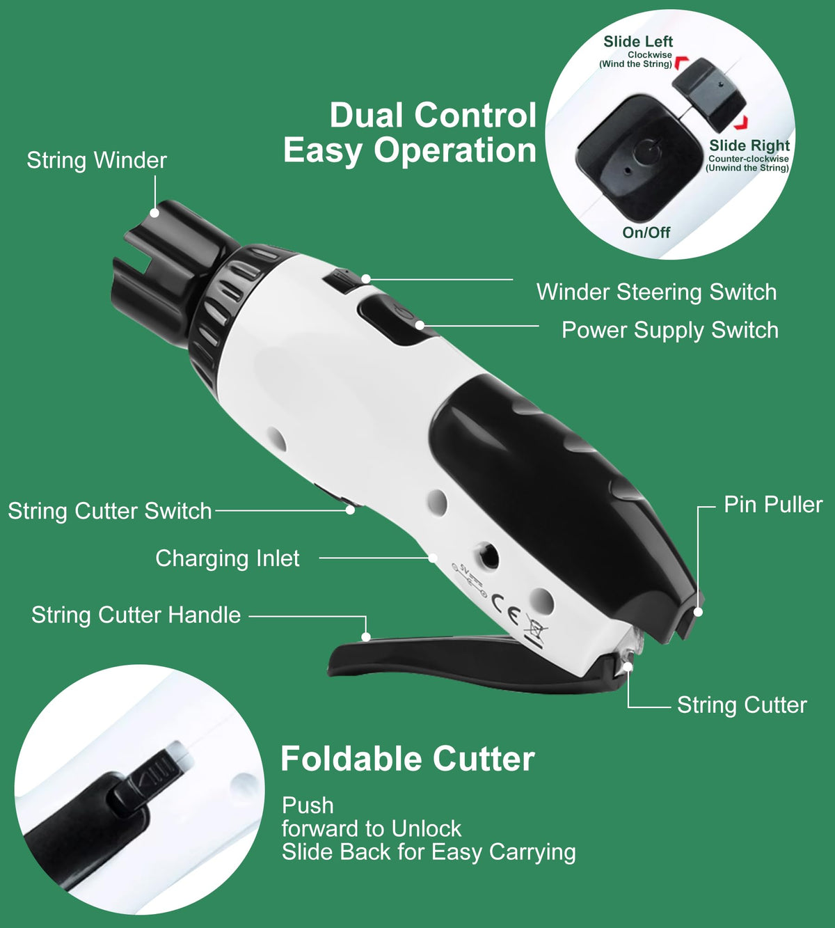 KORDOS Guitar String Winder Tool Electric for Electric Gutiar, Rechargeable