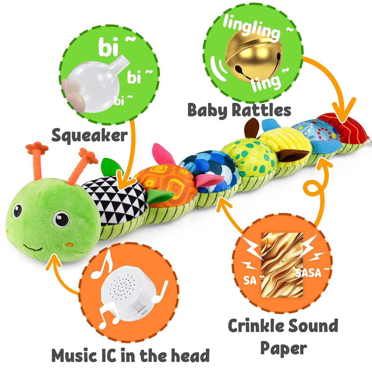 LIGHTDESIRE Baby Toys Musical Caterpillar Infant Toys Plush Stuffed Animals