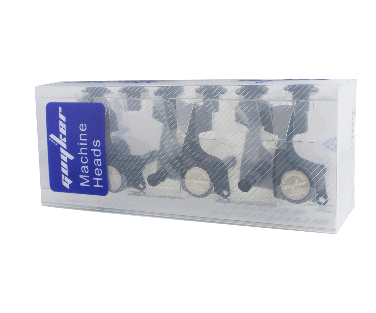 Guyker 6Pcs Guitar Locking Tuners (3L + 3R Handed) - 1:21 Ratio Lock String Tuning Key Pegs Machine Heads with Hexagonal Handle Replacement for LP SG Style Electric, Folk or Acoustic Guitars - Black