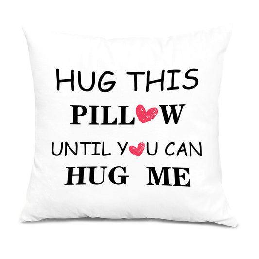 XUNLURY Hug This Pillow Until You Can Hug Me Throw Pillow Covers 18x18, Anniversary Birthday Gifts for Boyfriend Girlfriend, Long Distance Relationship Gifts, Couples Pillow Covers