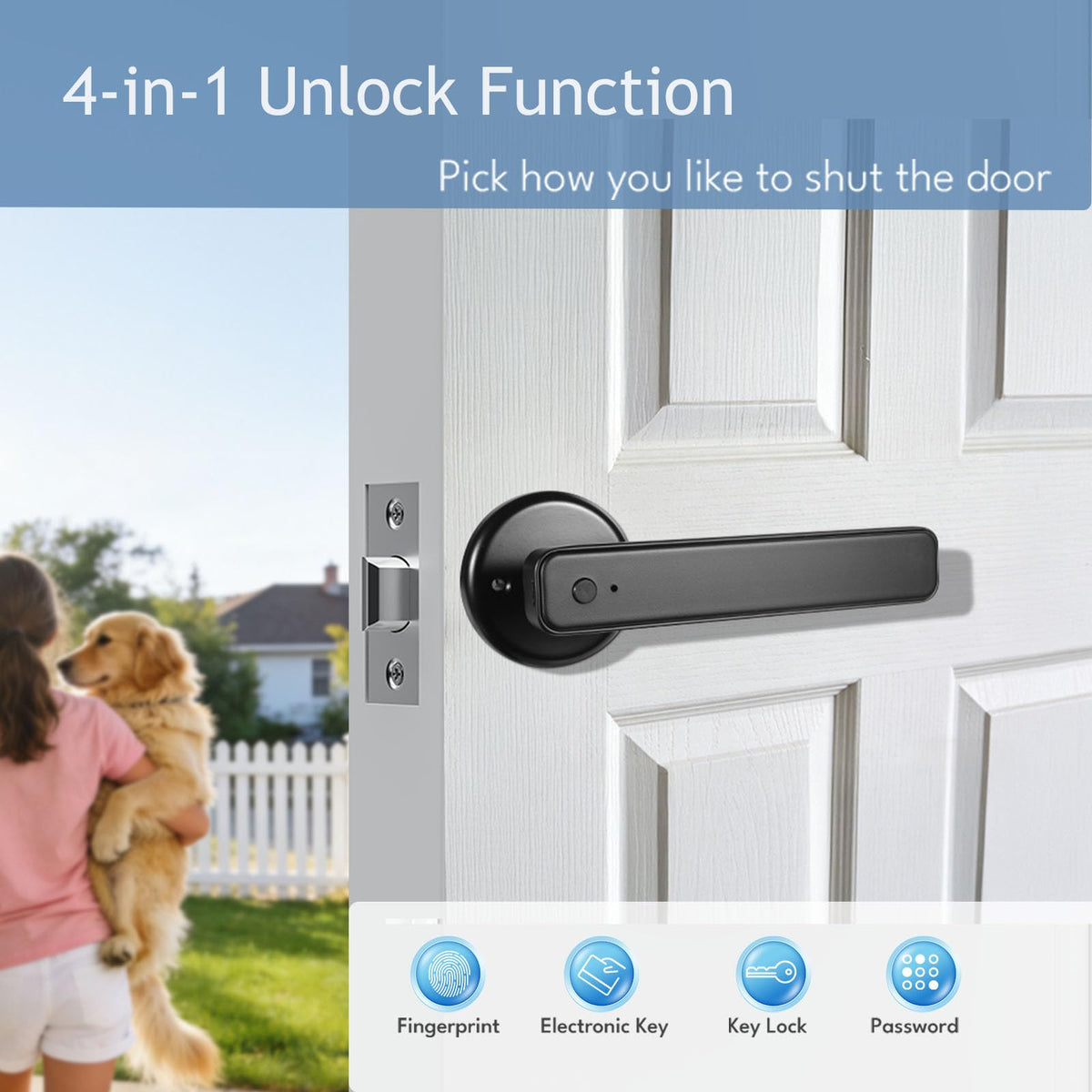 AIMNAPS Smart Fingerprint Door Lock, Door Locks for Bedroom, Keyless Entry Door Knob (Fingerprint/Code/Key) Auto Lock for Apartment, Office-Black