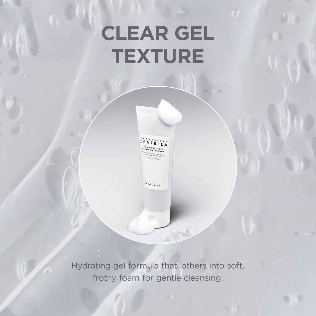 SKIN1004 Tone Balancing Cleansing Gel Foam, 125ml, Makeup Remover & Face Cleanser with Madagascar Centella Asiatica & MadeWhite, Korean Hydrating Gel Facial Cleanser, Korean Skincare