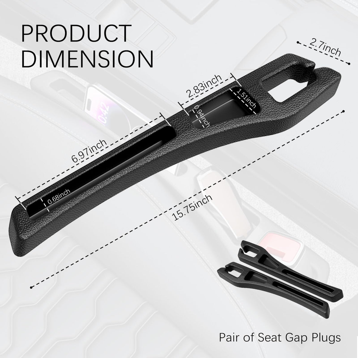 YGDMD 2PCS Car Seat Gap Filler Organizer,2 in 1 Car Gap Filler (Black)