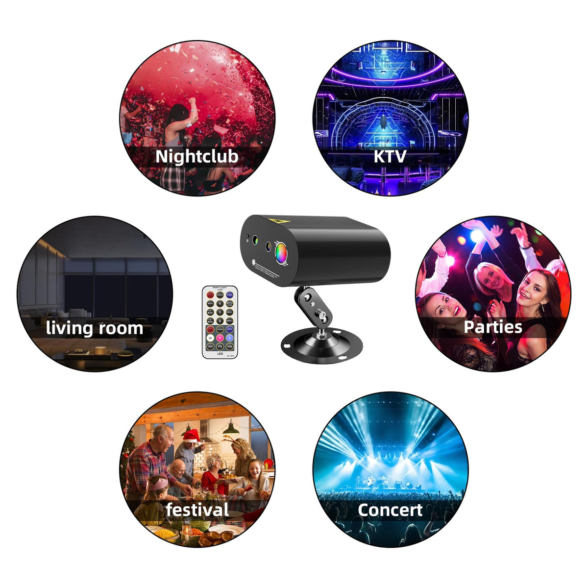 Yiixuyo - DJ Disco Ball Party Lights with Sound-Activated Remote