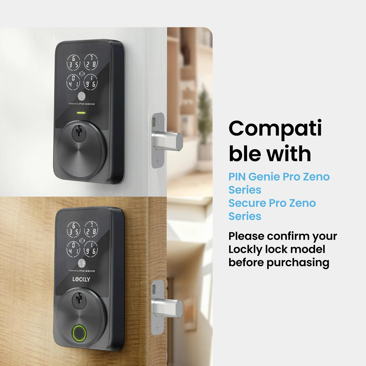 Lockly Smart Deadbolt for Secure Pro & PIN Genie Pro Zeno Series – Replaces Wired Door Sensor, Electronic Deadbolt with App Door Status
