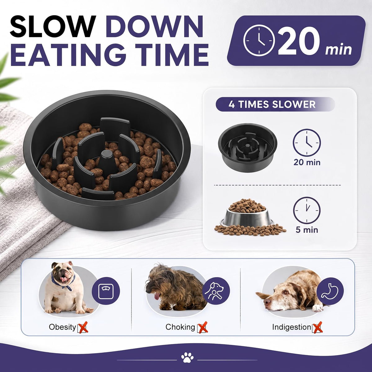 XIAZ Elevated Dog Bowls Large Breed Raised Dogs Bowl Stand Large/Medium Sized Dog Slow Feeder Dogs Bowls Food Water Stands 5 Heights Adjustable 9/11/12/14in Pet Feeder Dish Station
