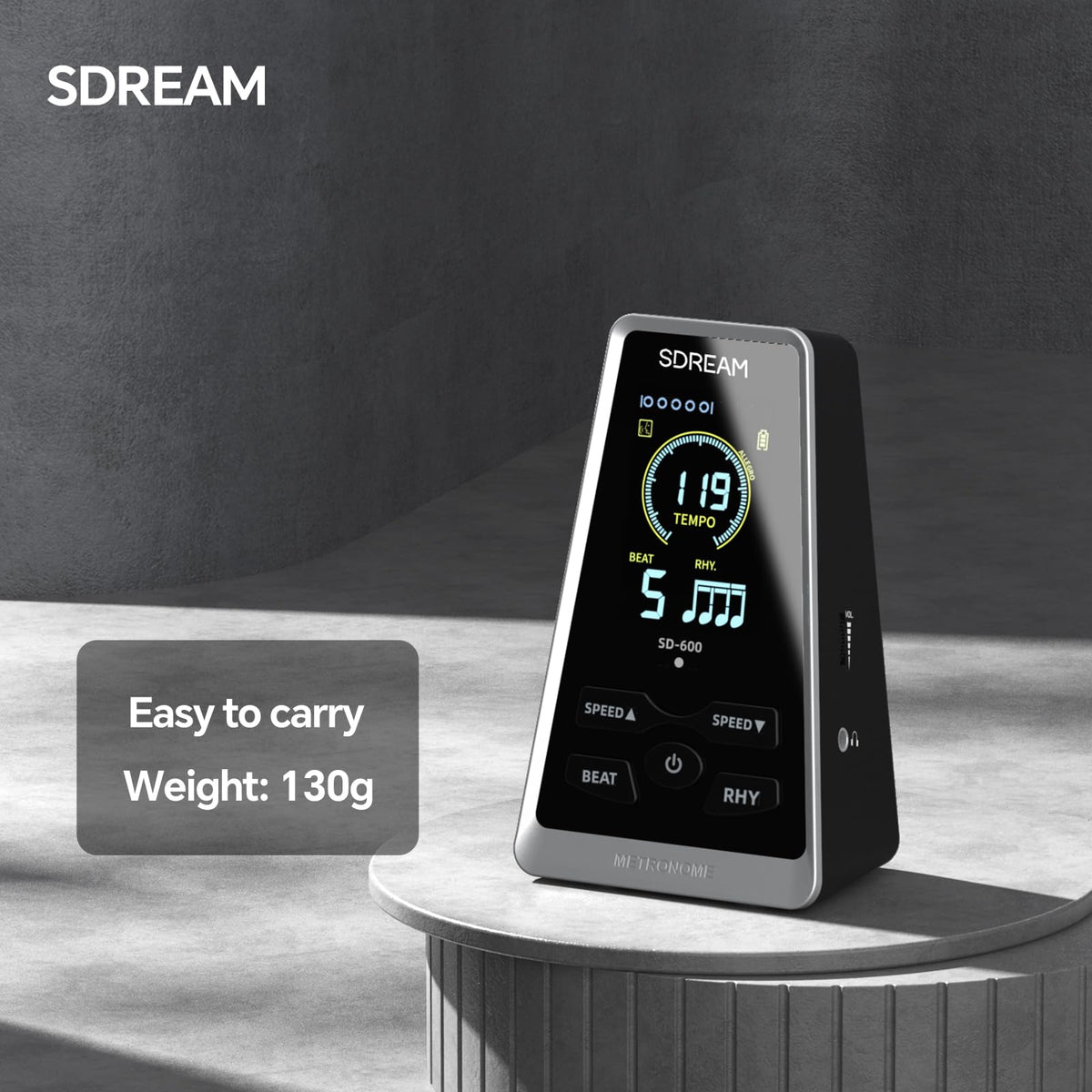 SDREAM Digital Metronome for Piano,Guitar,Violin,Rechargeable LCD Electronic Metronome with Human Voice,Professional Metronome for Beginners & Musicians,Instrument Volume & Beat Speed Adjustable