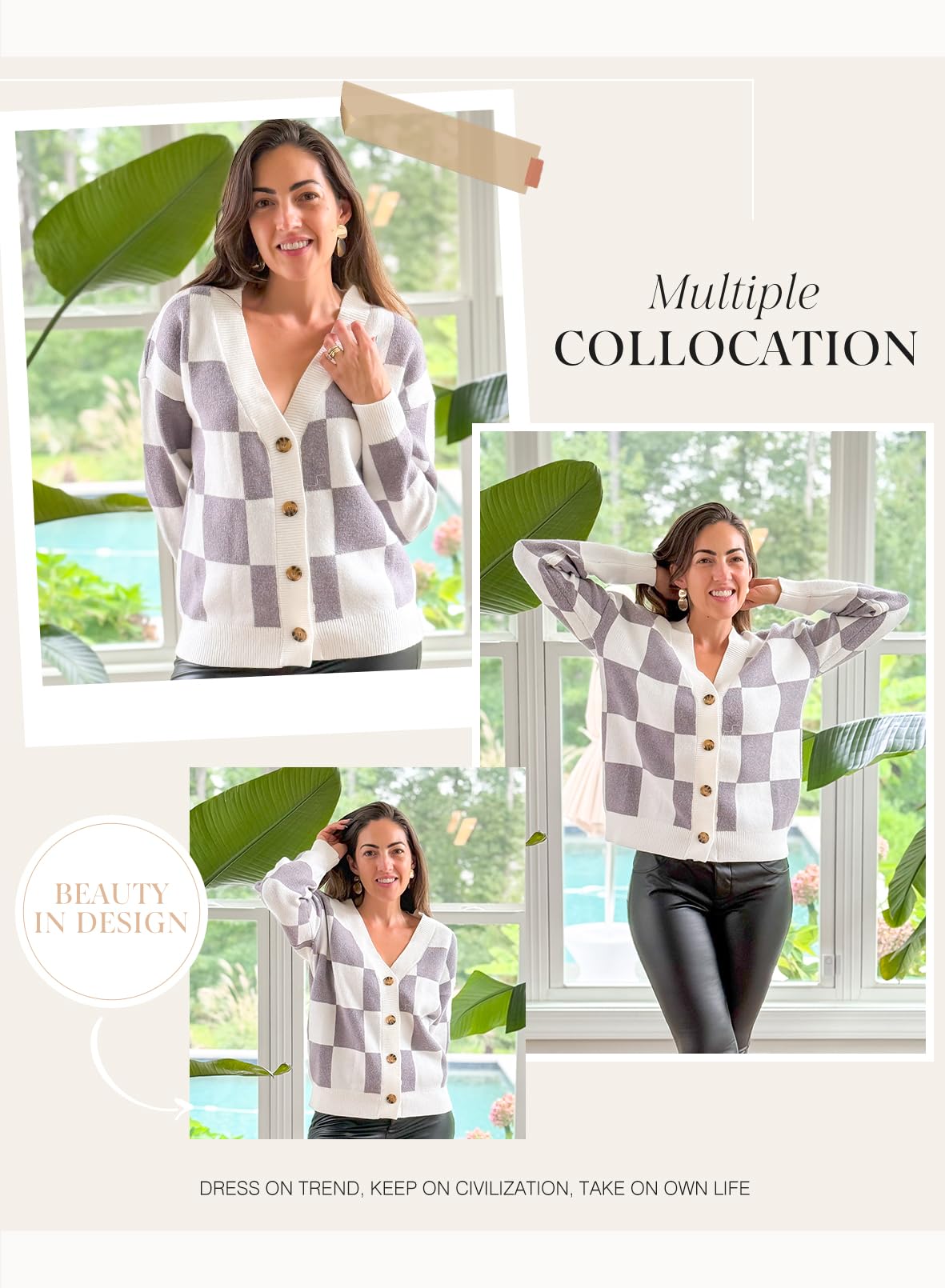 Dokotoo Winter Clothing for Women Cable Knit Fall Cardigan Sweaters Gray L