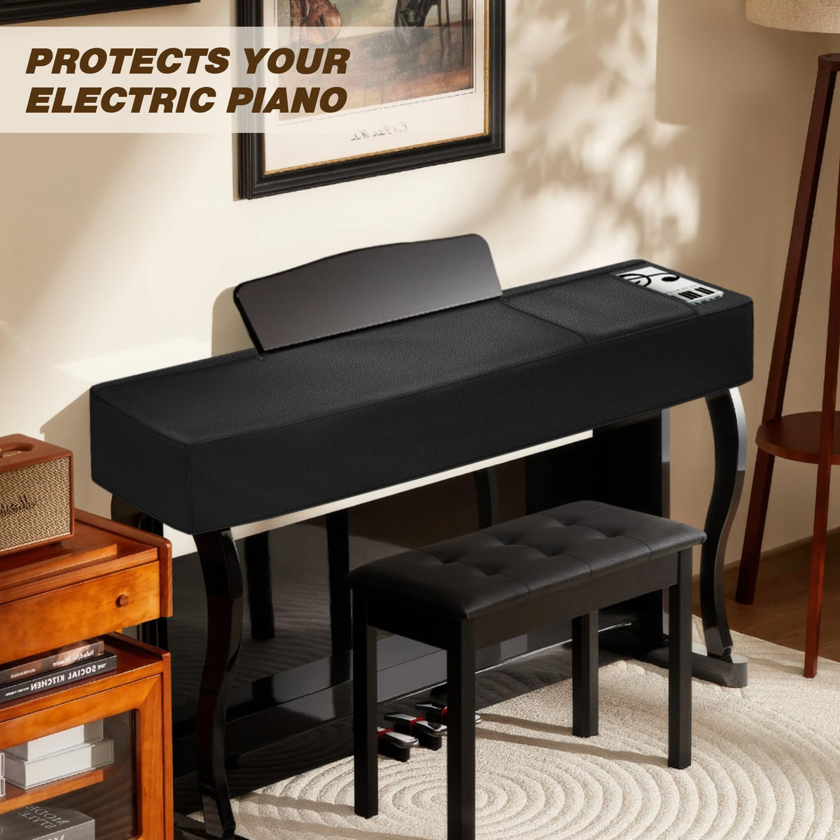 Explore Land 88 Keys Digital Piano Dust Cover, 53.5"Lx12.5"Wx8"H, Black