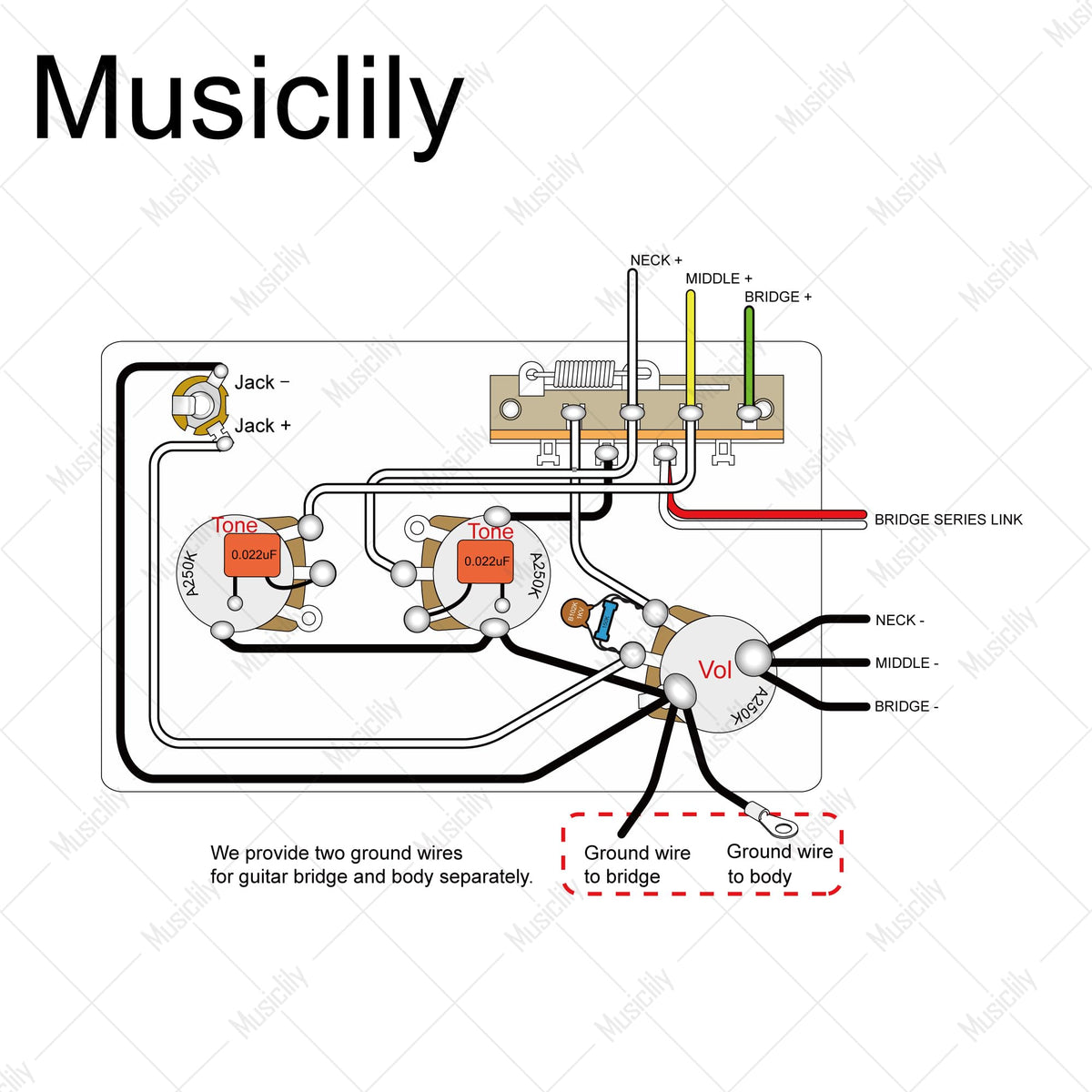 Musiclily Pro Electric Guitar Auto-Split Pre-wired Wiring Harness Upgrade