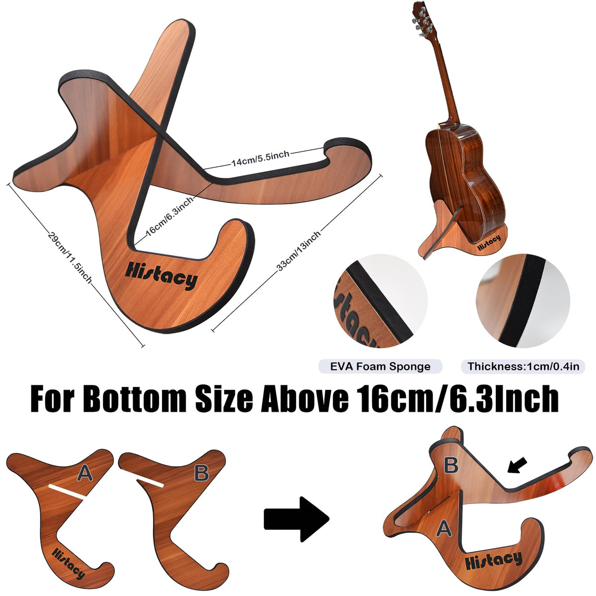 Histacy Guitar Accessories Kit: Wooden Stand, Strap, Clip-On Tuner, 3-in-1 Capo, 30 Picks for Acoustic, Electric Guitar, Bass & Ukulele, All-in-One Perfect Guitar Gift Set for Men & Beginners & Pros