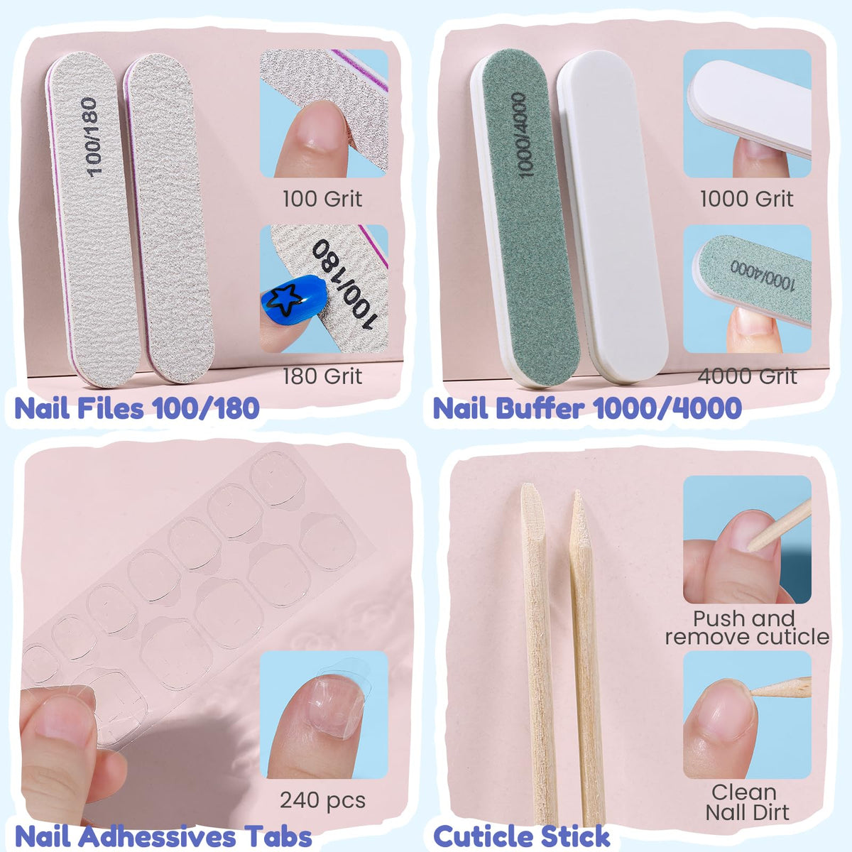 Teenitor 360 Pcs Press On Nails, 15 Styles 12 Sizes Press On Nails for Kids Girls 8-15 Years, Fake Acrylic Kids Nails with Nail Adhesive Tabs, Nail File Nail Buffer