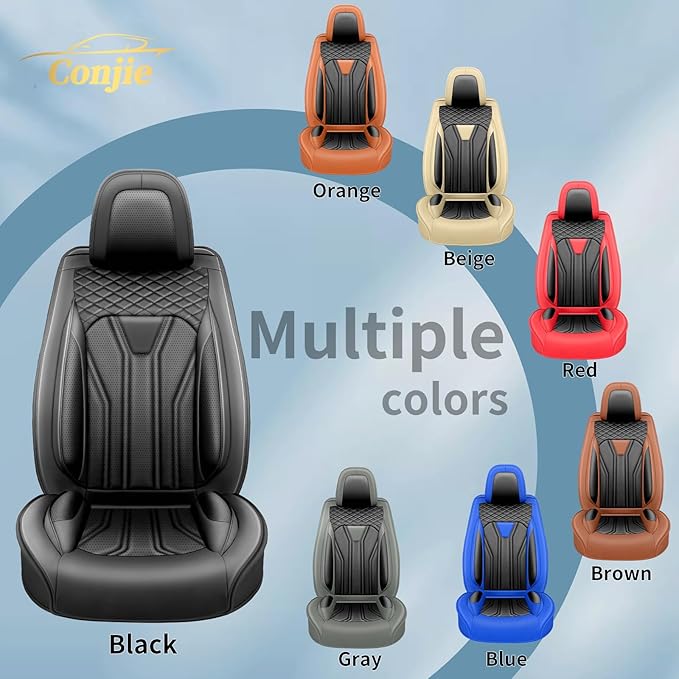 Fit Frontier Car Seat Covers Premium Leather for Nissan Frontier 2009-2025 2026. Waterproof， Breathable, Scratch-Resistant & All-Weather Seat Cushion Protector（Front Seat,All Black