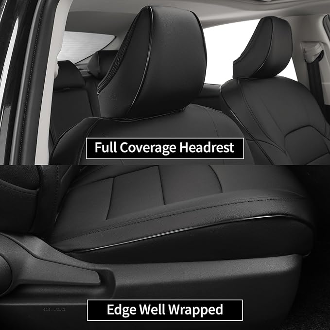 EKR Camry Seat Covers for Toyota Camry TRD 2020 2021 2022 2023 2024,Waterproof Truck Seat Cushion Protectors,Leather Car Seat Cover Full Set -Faux Leather (Black)