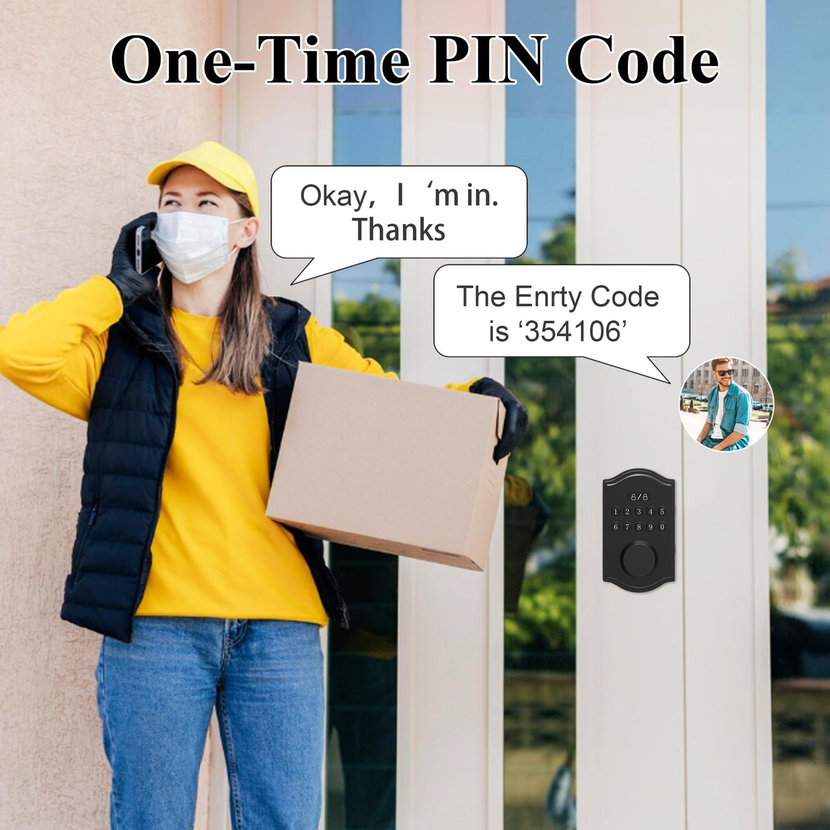 Keyless Entry Door Lock with Keypad,Smart Deadbolt, USB Emergency Charge