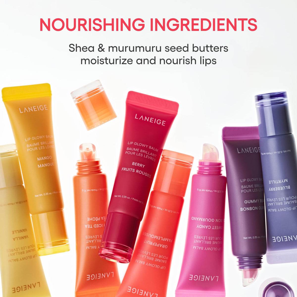 LANEIGE Lip Glowy Balm: Sheer Tinted Lip Treatment Balm Tube with Shea & Murumuru Butters for Hydrating, Moisturizing, Glossy, Non-Sticky Shine, Berry | Korean Skin Care, Gummy Bear