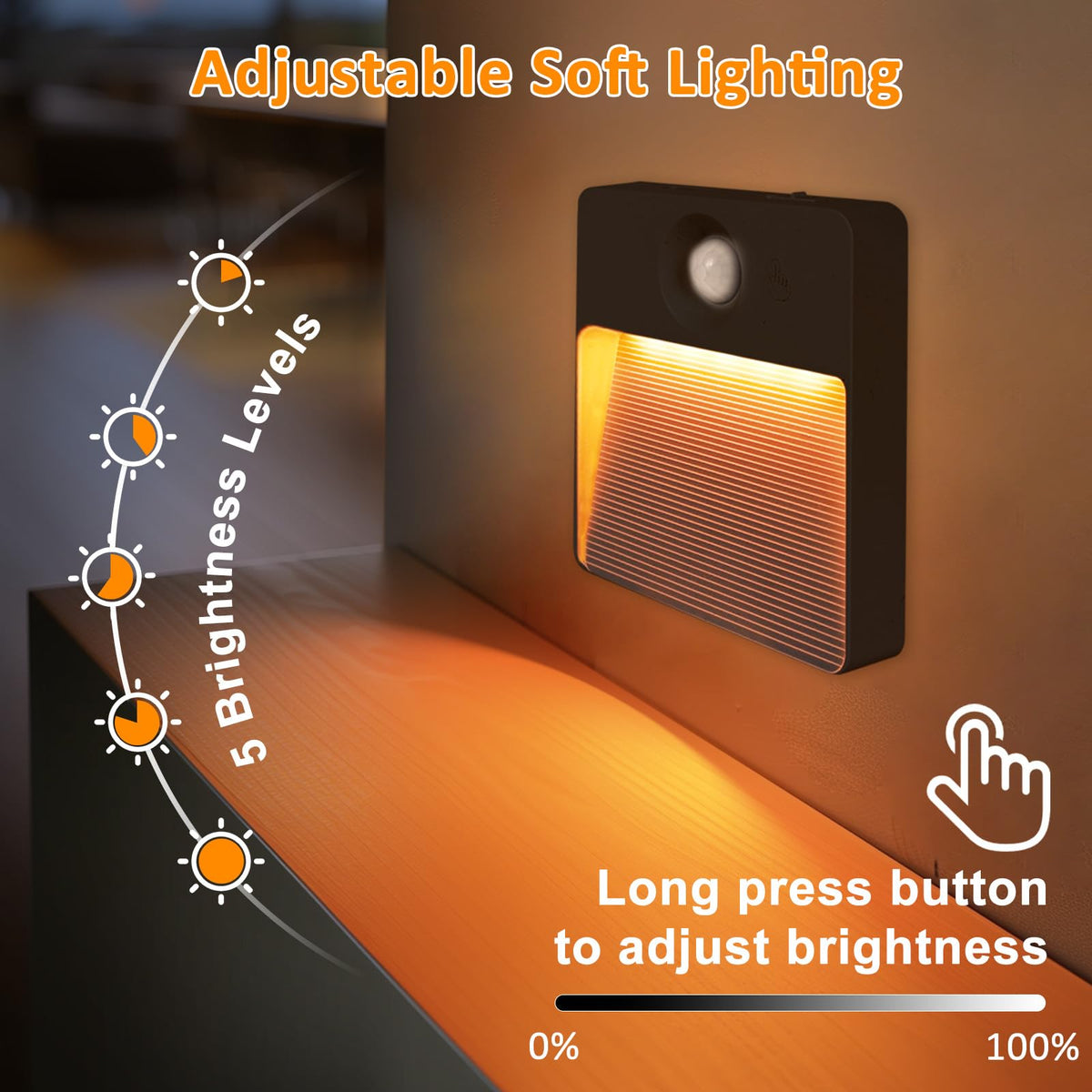 Guankai 3 Pack Motion Sensor Stair Light for Indoor, Rechargeable Battery Operated Night Lights, RGBW Stick On Closet Lamp, Motion Activated Magnetic Lighting Lamps for Step, Cabinet,Hallway,Bathroom