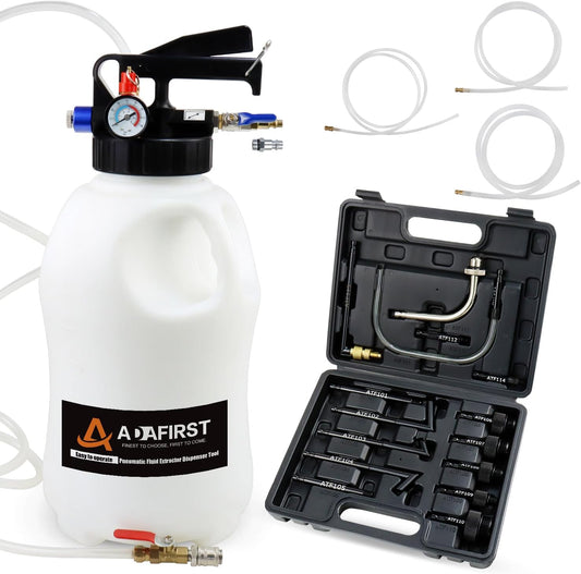 Transmission Fluid Transfer Pump Kit, 10L Pneumatic Fluid Extractor and Dispenser Tool with Adapter for ATF Fill, Gear Oil Refill, Differential Oil, Garage and Shop Fluid Evacuator and Filler