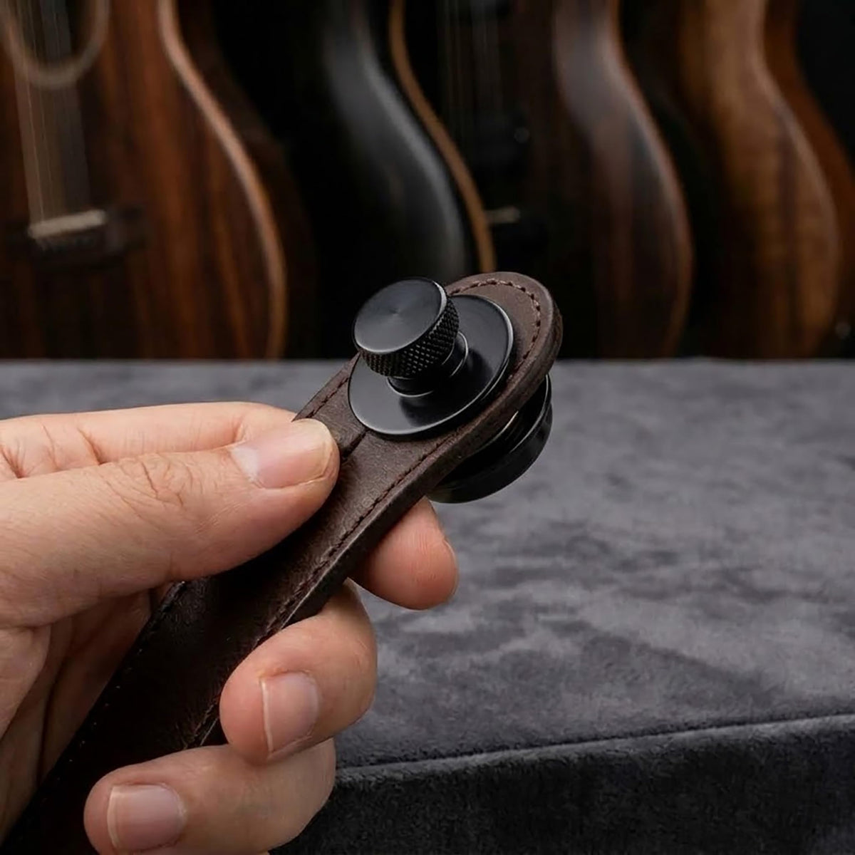 Guitar Strap Locks 2 Pack, Heavy Duty Zinc Alloy Quick Release Strap Buttons, Anti-Slip Mushroom Head Security Locking System for Metal Fasteners for Electric, Acoustic, Bass Guitars Black