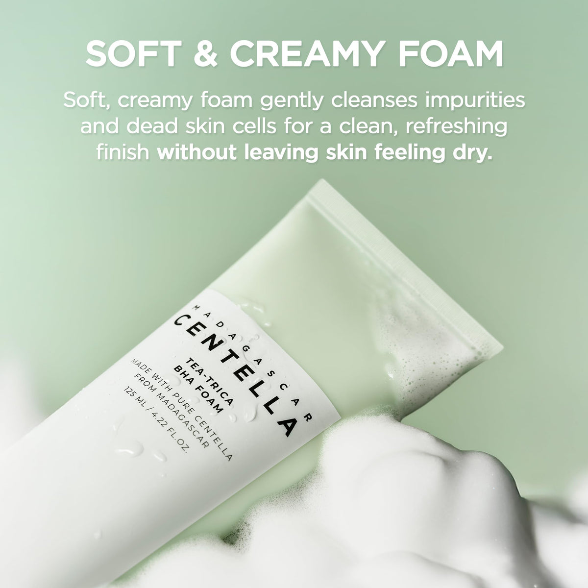 SKIN1004 Tea-Trica BHA Foam, Makeup Remover with Centella Asiatica & Tea Tree, Korean Face Cleanser for Oil & Sebum Balance, Cleansing Foam for Clearing Impurities, Korean Skin Care, 4.22 fl.oz /125ml