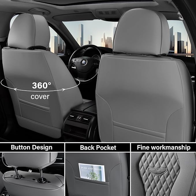 Coverado Automotive Seat Covers, Car Seat Covers 2 Seats, Gray Car Seat Cover, Driver Seat Covers, Front Car Seat Covers Car Seat Protector Universal Fit Most Cars