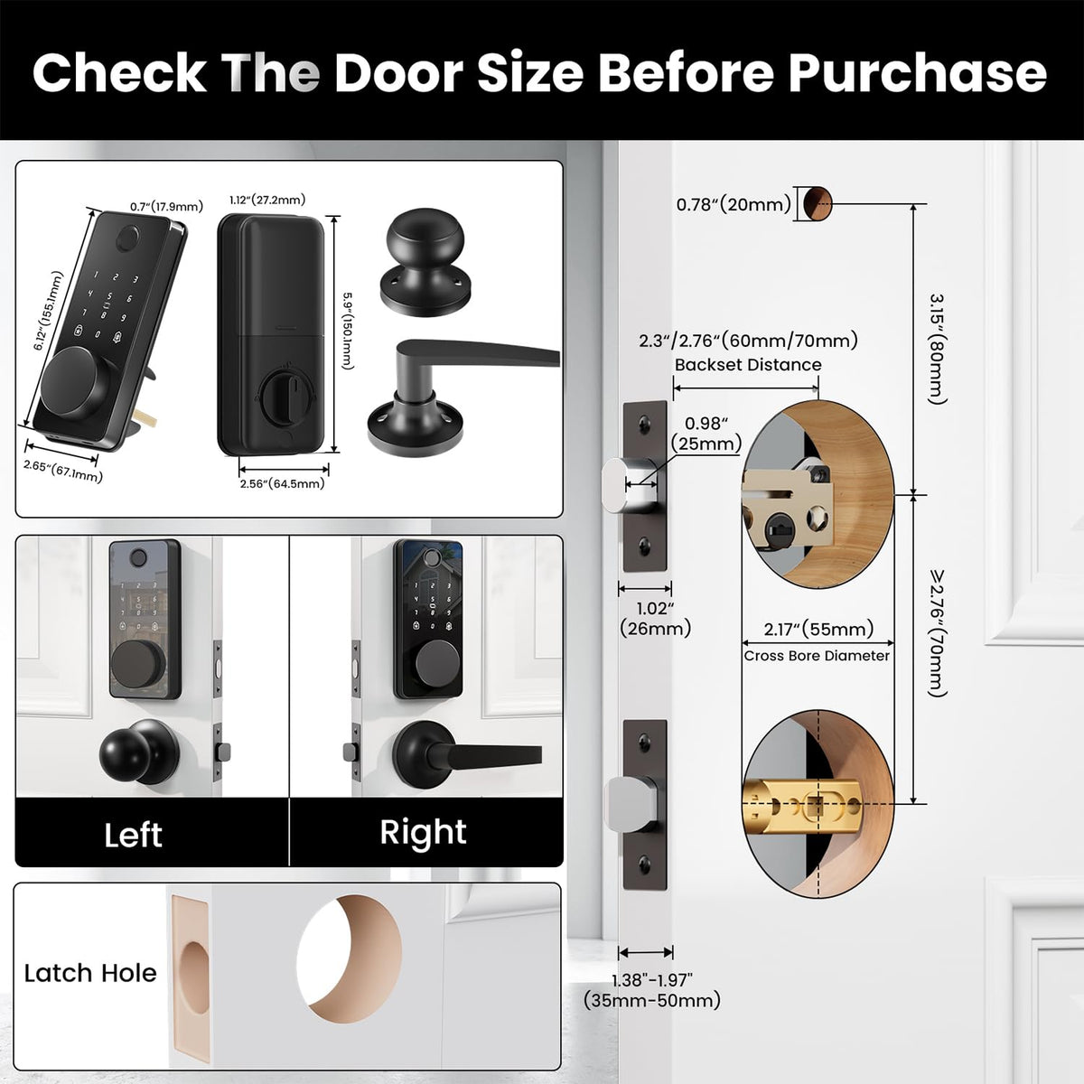 Keyless Entry Deadbolt Door Lock with Knobs, Biquole Smart Door Knob Lock