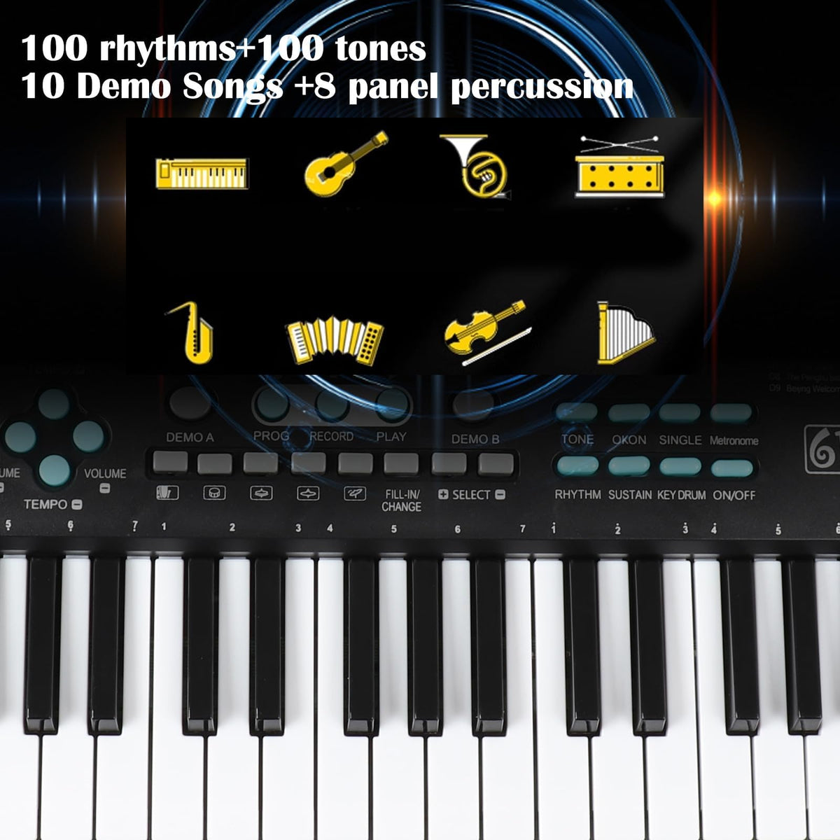 61 Keys Piano Keyboard with Built-in Speaker and Microphone, Portable Electronic Digital Piano for Beginners, Perfect Musical Starter Instrument, Ideal Gift for Aspiring Musicians
