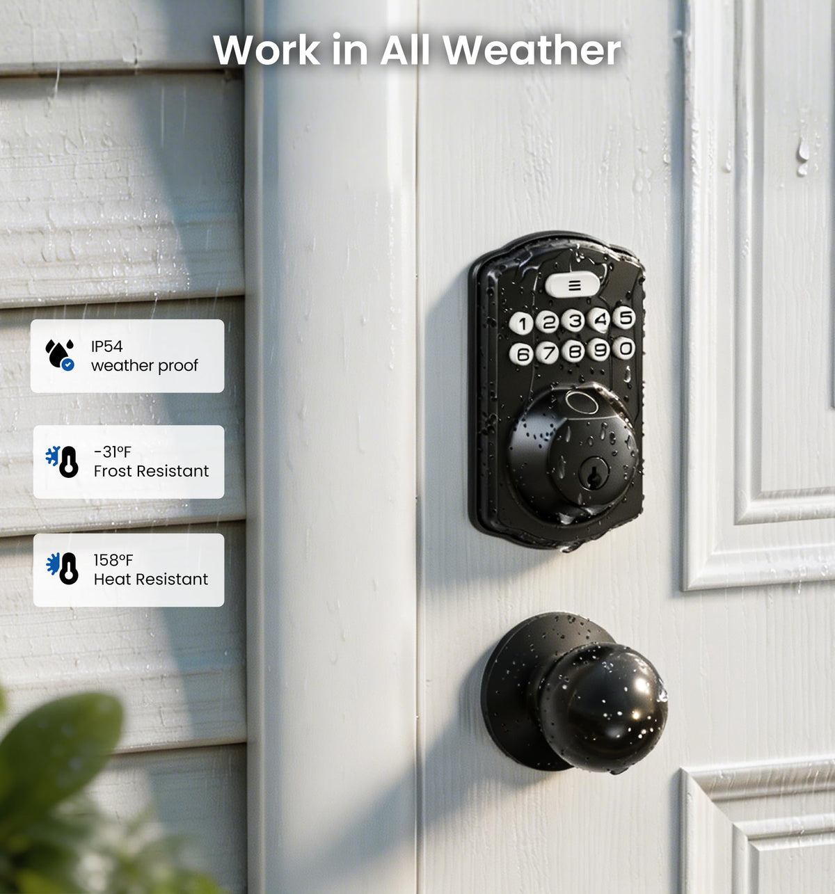Veise KS02A Fingerprint Door Lock, Keypad Deadbolt, Matte Black