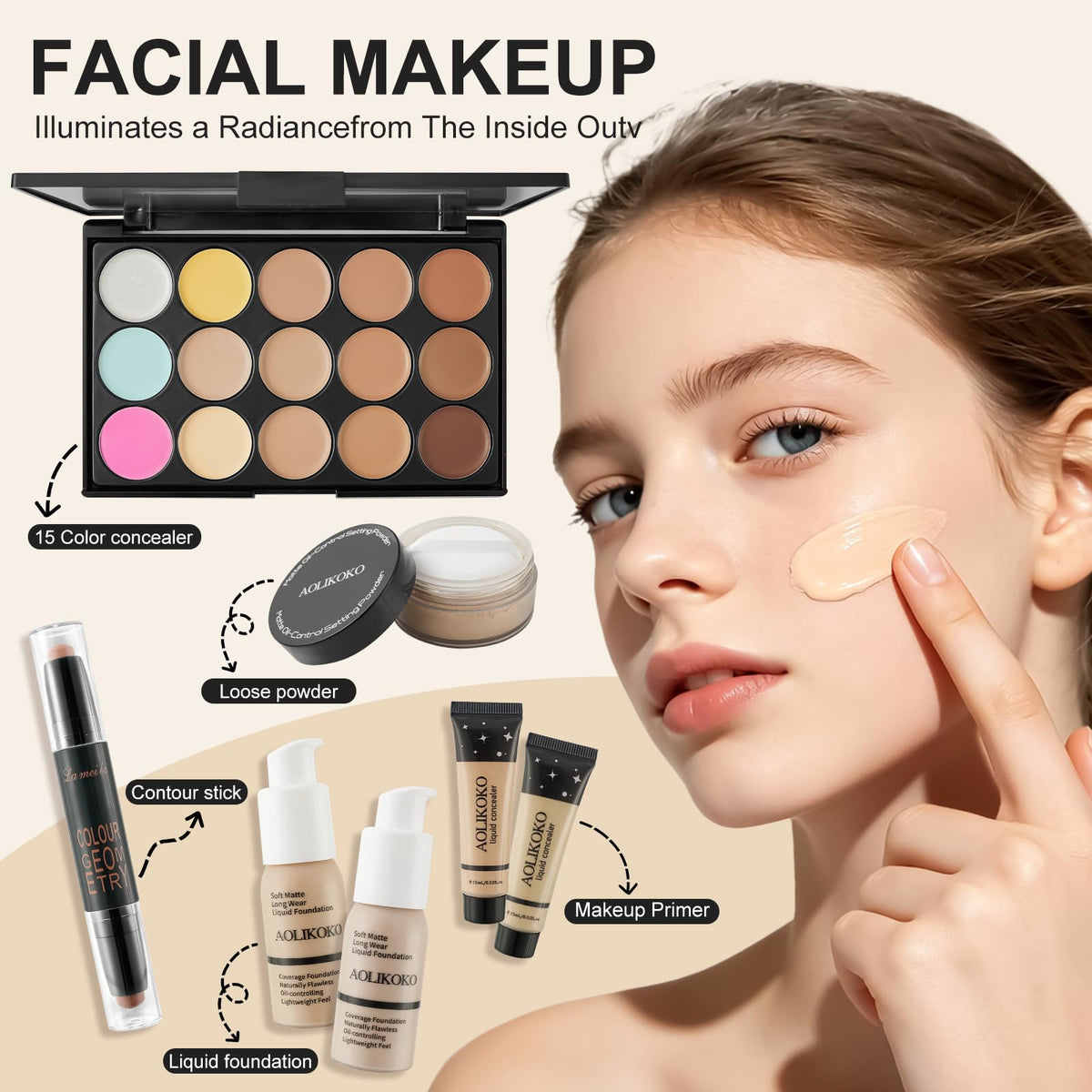 All in One Makeup Kit for Women Full Kit,Makeup Set for Women,Including Eye, Face, Lip Makeup and Brushes, Long Lasting Daily Makeup Gift Set for Christmas Birthday Party(HZB-082)