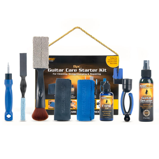 MusicNomad 8 pc. Guitar Care Kit to Clean, Repair & Change Strings (MN299)