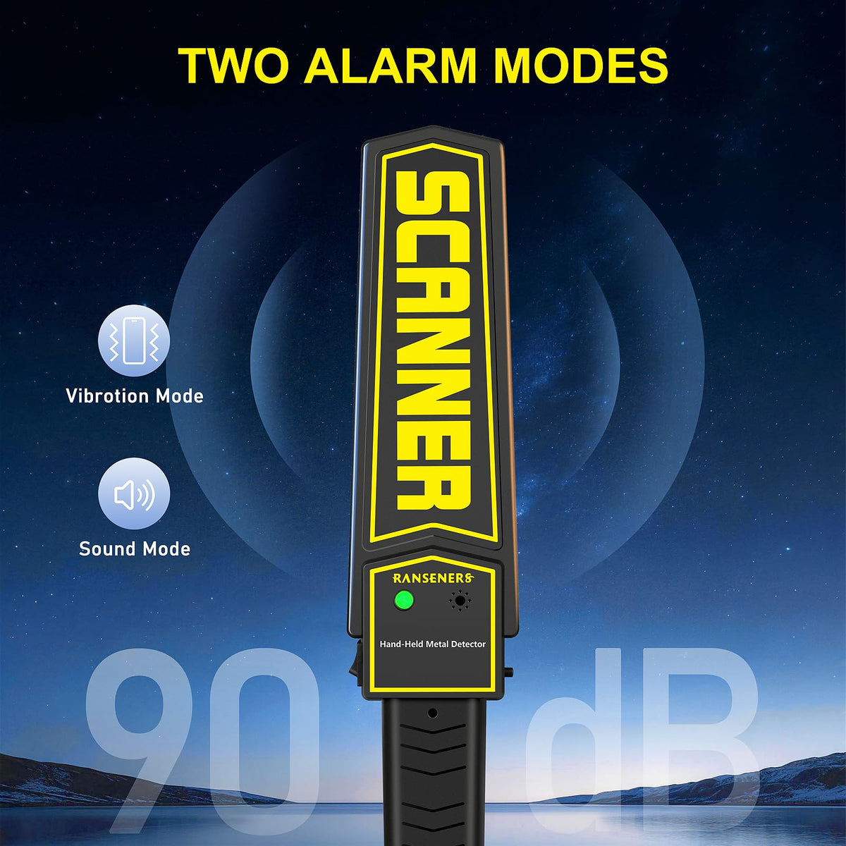 RANSENERS Handheld Metal Detector Wand,Security Wand,Portable Adjustable Sound & Vibration Alerts, Detect All Metal Products (Include Battery)