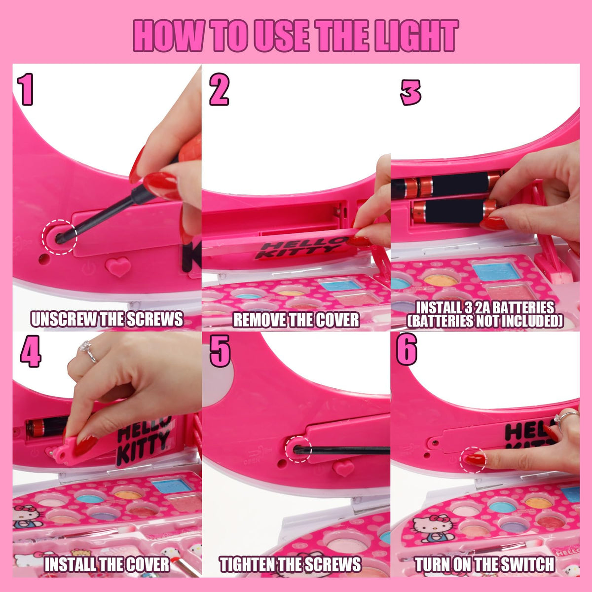 Hello Kitty Face Makeup Vanity Set with Light-Up Mirror