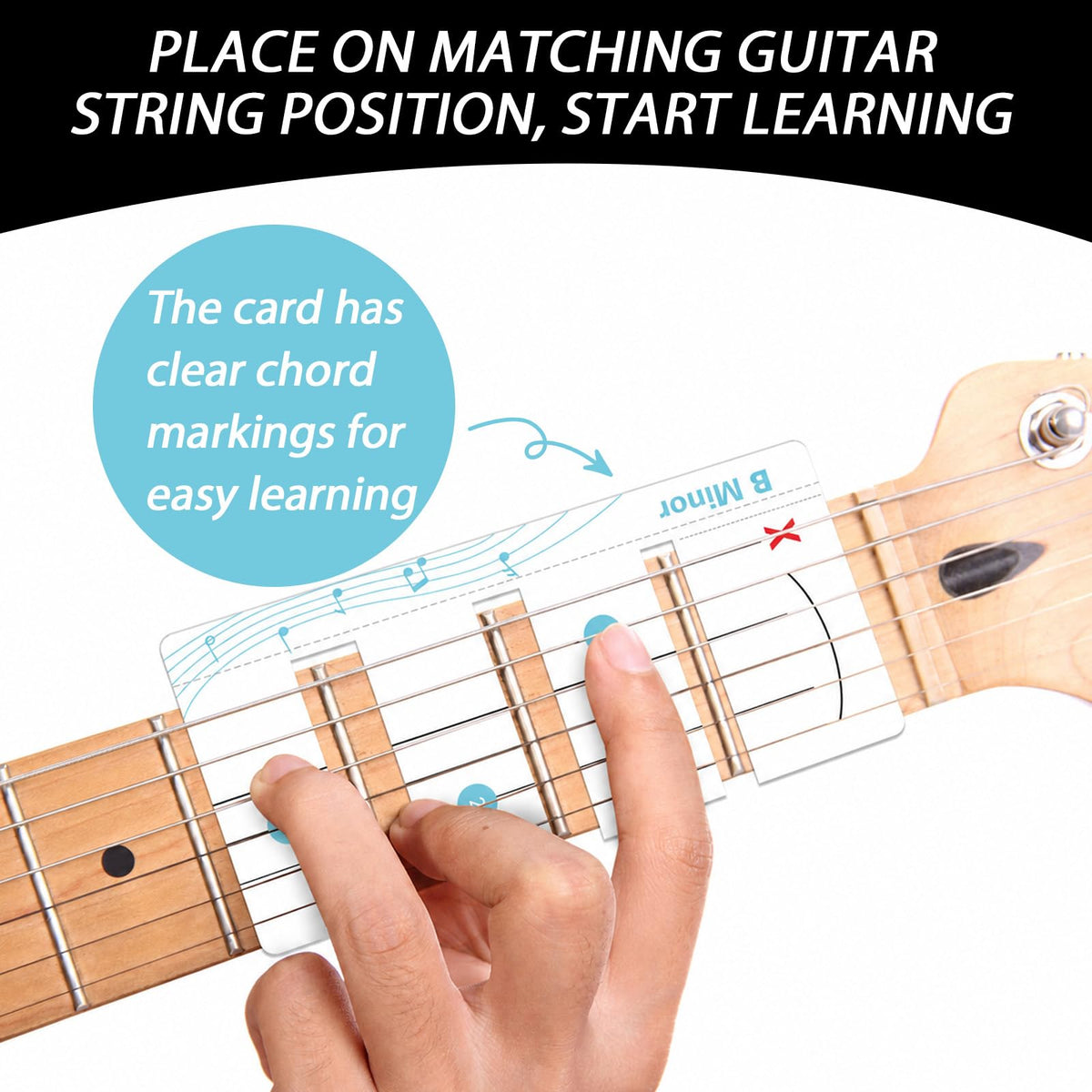 56Pcs Guitar Chord Charts Guitar Training Cards for Beginner Fretboard Learning Aid Guitars Practice Flashcard Chord Diagram Music Teaching Tool for Acoustic Electric Learner Music Lover Gift (White)