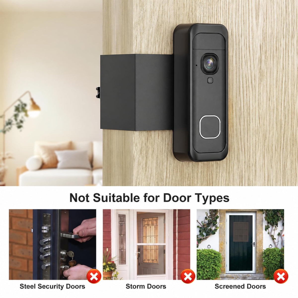 Blink Doorbell Mount, Anti-Theft Blink Video Doorbell 2K+Door Mount Bracket