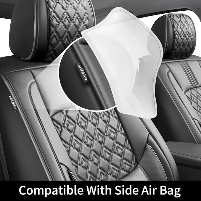 Fit Accent Car Seat Covers for Hyundai Accent 2006-2025 2026 - Upgraded Premium Waterproof & Breathable Leather, Airbag Compatible, All-Weather Seat Cushion Protector (Full Set, Black)