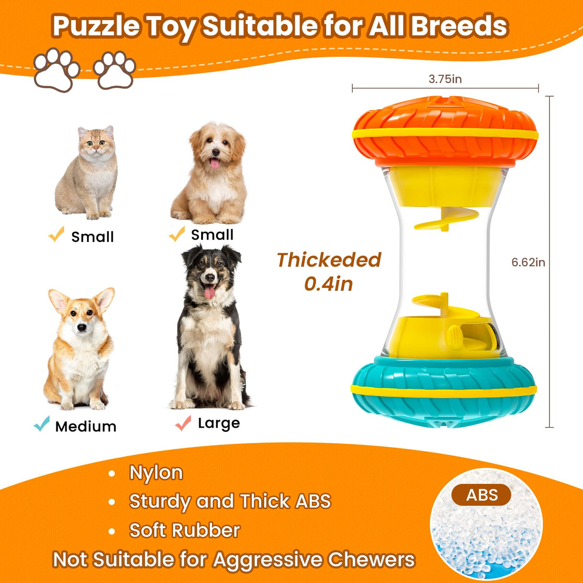 BoYoYo Interactive Dog Toys, Dog Puzzle Toys for Smart, Dog Enrichment Toy to Keep Them Busy, Treat Dispensing Toy Slow Puzzles Feeder, Yellow