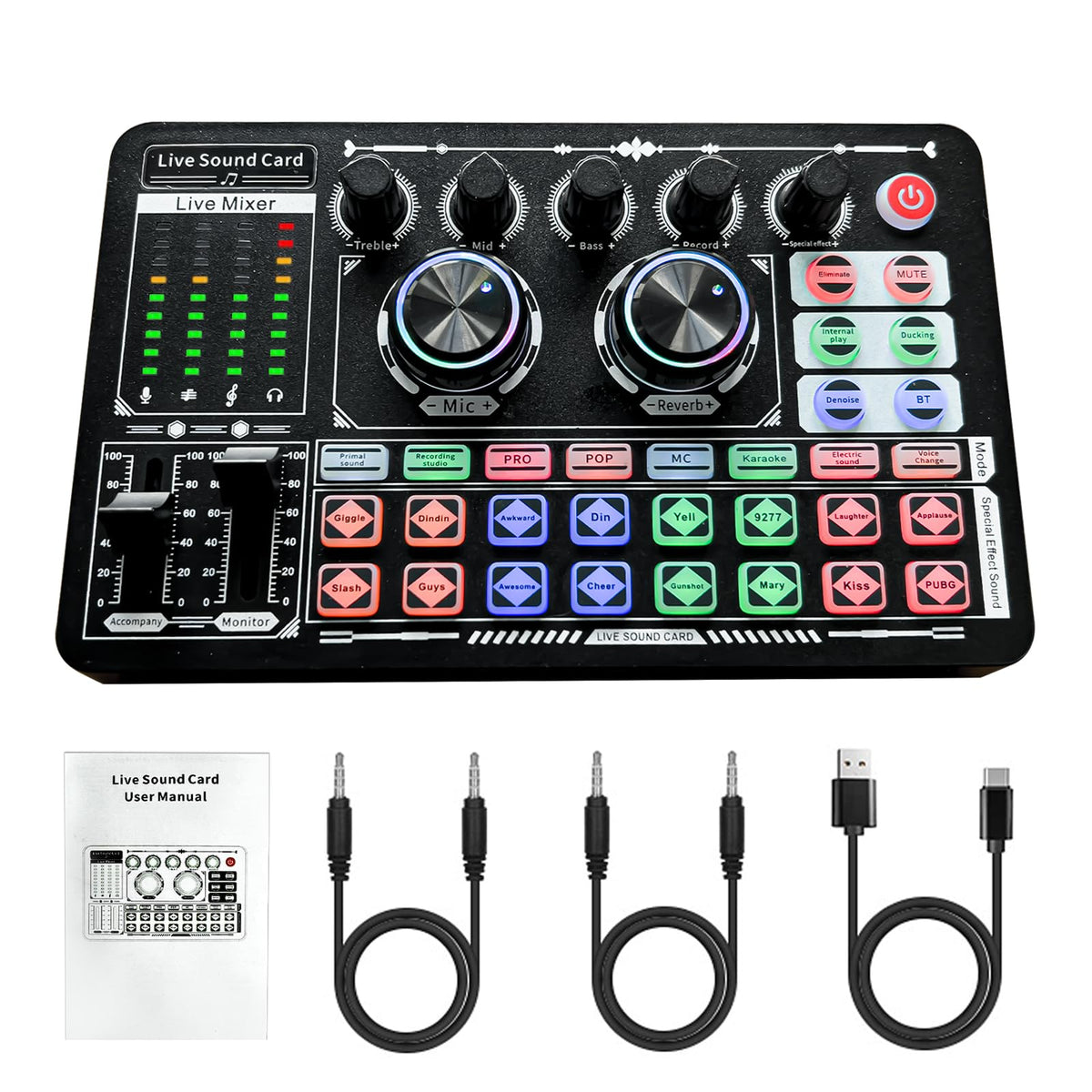 KILOGOGRAPH Podcast Sound Board - Music DJ Mixer Board, Sound Card F999