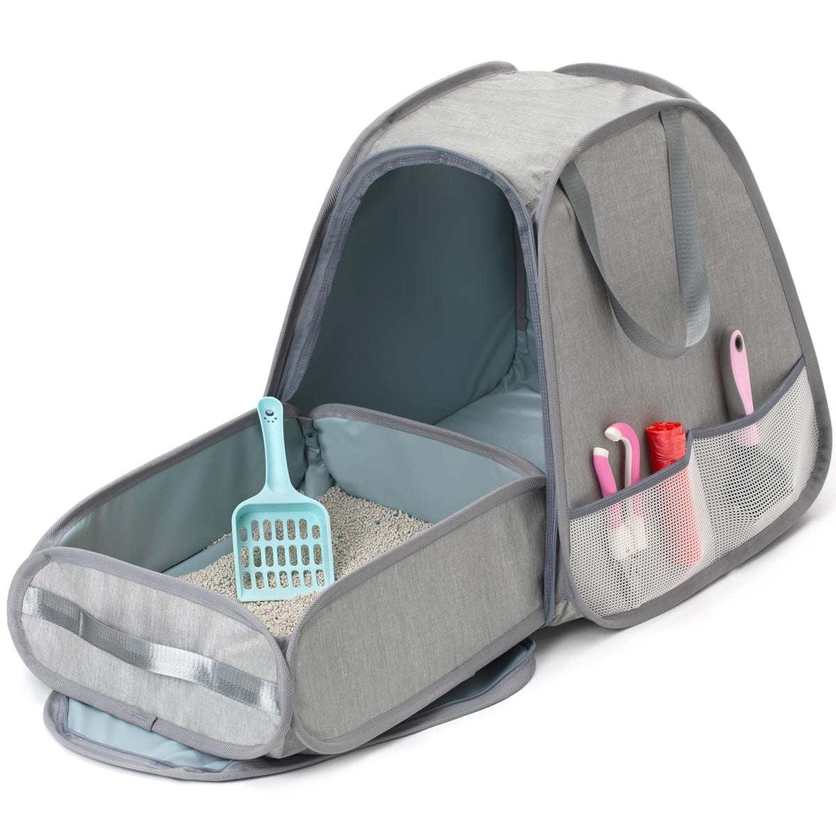 XingYunEr Collapsible Portable Cat Litter Box Standard for Travel Light Weight Leak-Proof，Sturdy，Prevent Litter Scatter Design Easy to Clean， Collapsible Travel Puppy Carrier，Portable Cat Playpen
