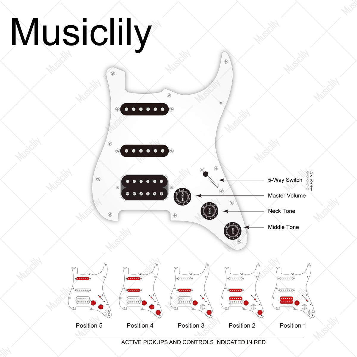 Musiclily Pro Electric Guitar Auto-Split Pre-wired Wiring Harness Upgrade