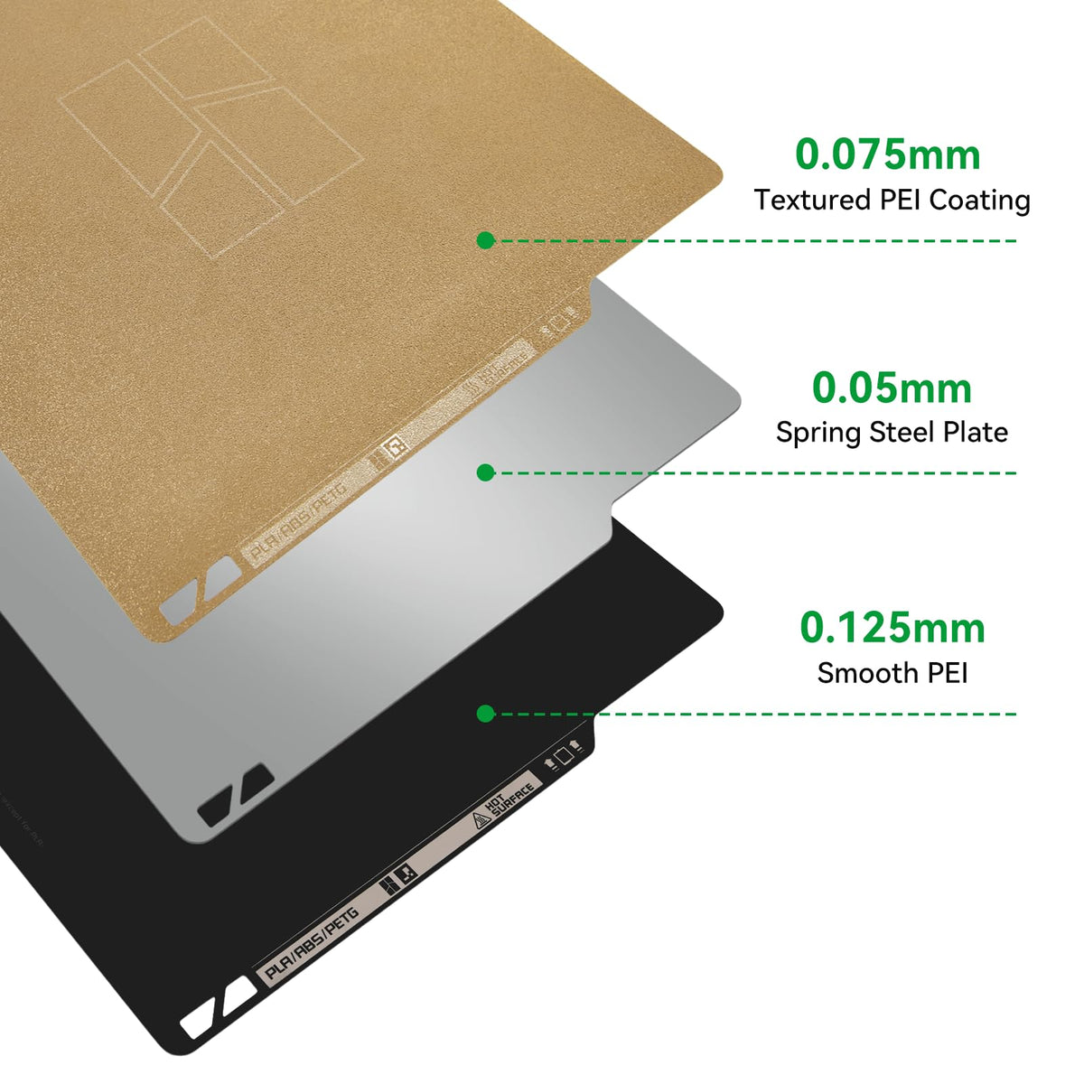COMTREE Bamboo Original Dual-Sided Textured/Smooth PEI Build Plate for Bambu Lab X1C/X1/X1E/ P1P/P1S/A1 3D Printer, Double Sided PEI Spring Sheel Print Bed Removable Surface Platform 257x257mm