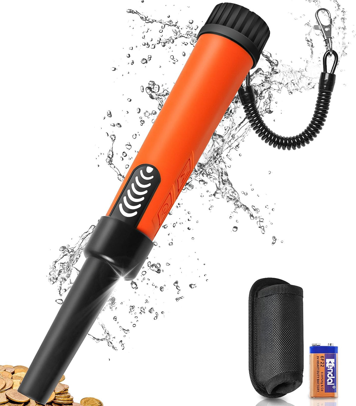 DetectTrek Metal Detector Pinpointer for Adults Professional, Fully Waterproof Underwater Metal Detector Wand Handheld Pin Pointer with LCD Display & LED Light, 360 High Accuracy Detection, MD-880