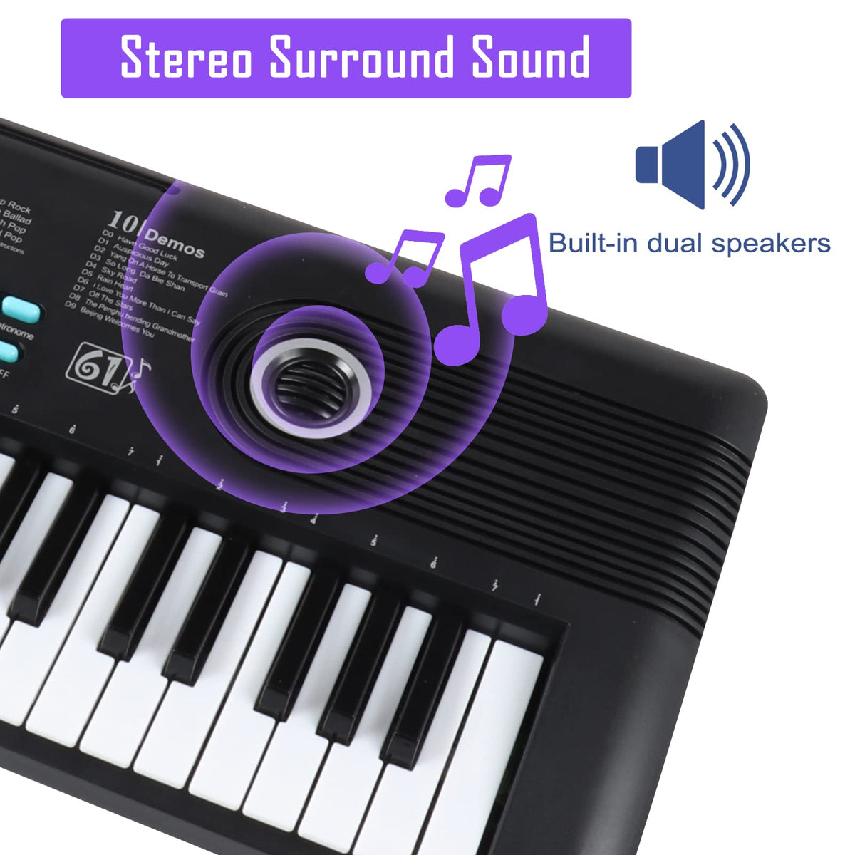 61 Key Keyboard Piano with Built-in Speaker and Microphone, Portable Electronic Digital Piano for Beginners, Perfect Musical Starter Instrument, Ideal Gift for Aspiring Musicians