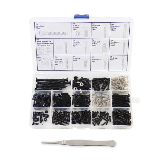 Phrilam 233Pcs Electric Guitar Screw Set for Pickguards Pickups Tuners,Black