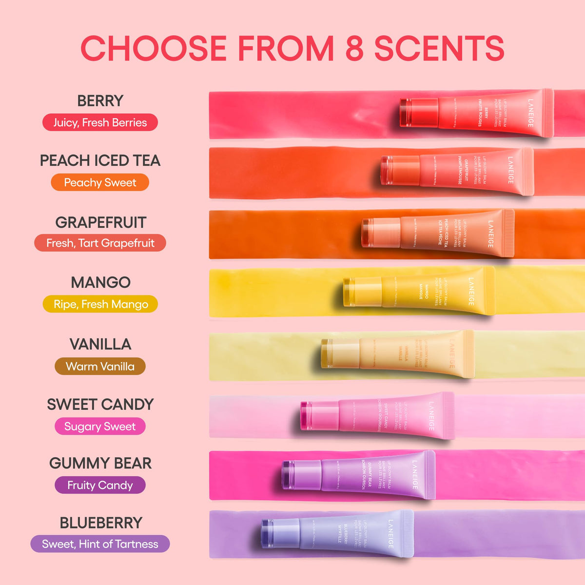 LANEIGE Lip Glowy Balm: Sheer Tinted Lip Treatment Balm Tube with Shea & Murumuru Butters for Hydrating, Moisturizing, Glossy, Non-Sticky Shine, Berry | Korean Skin Care, Sweet Candy