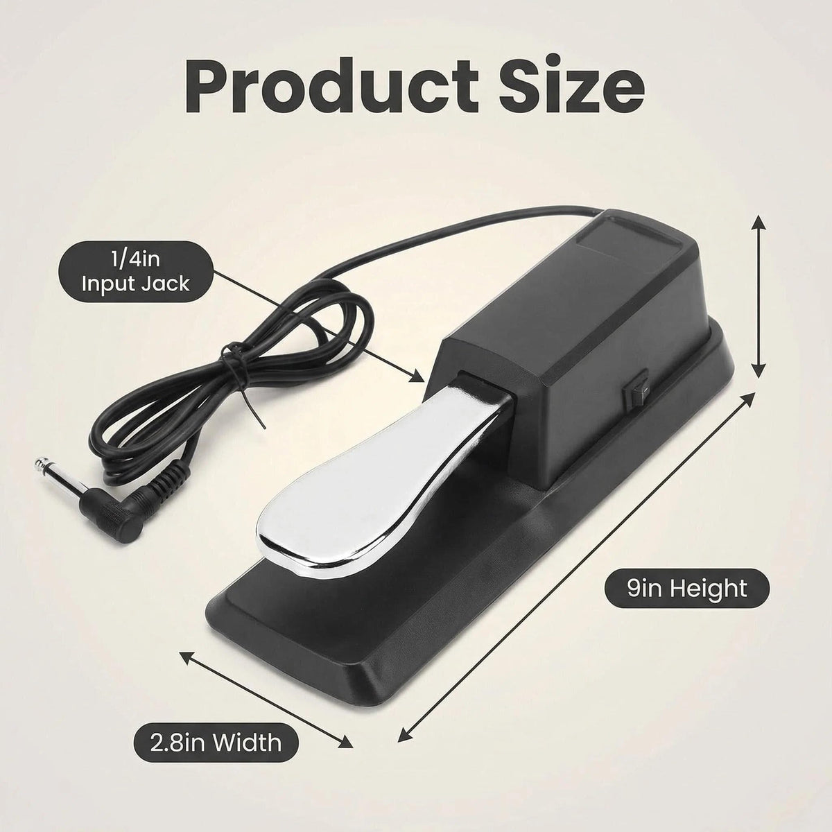 CC CAIHONG Sustain Pedal for Keyboard, Piano Pedal Keyboard Foot Damper Pedal with Polarity Switch, 1/4″(6.5mm) Input Plug, for Electronic Keyboards, MIDI Synthesizer, Digital Pianos
