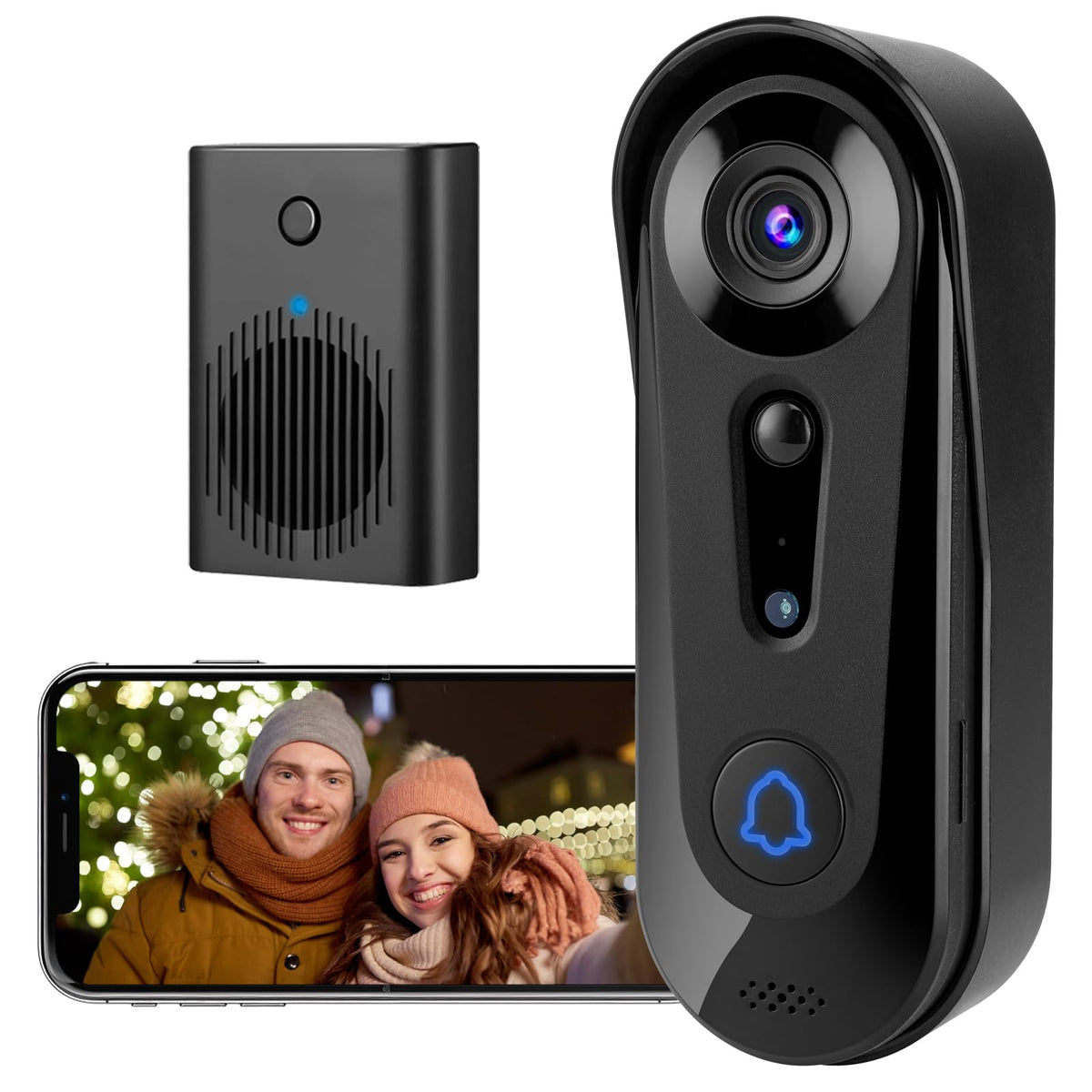 Eaula Videns Video Doorbell Camera Wireless & AI Detection - Night Vision, PIR Motion Alerts, Built-in Chime, IP65 Weatherproof, Cloud Storage (J3)